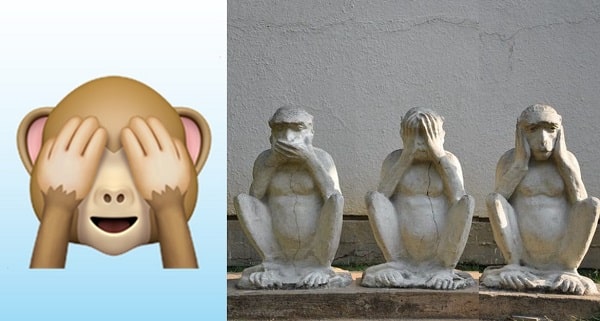 emoji monyet menutup matanya