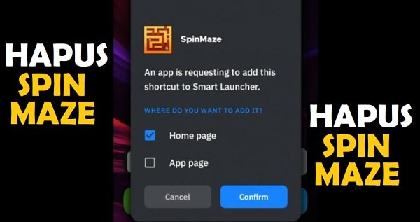 Cara menghapus aplikasi Spin Maze