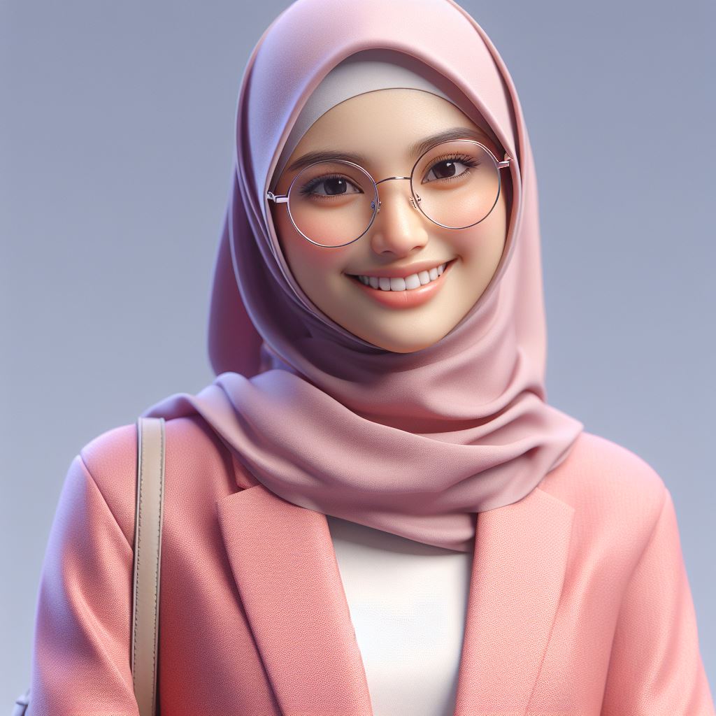 gadis muslimah pink